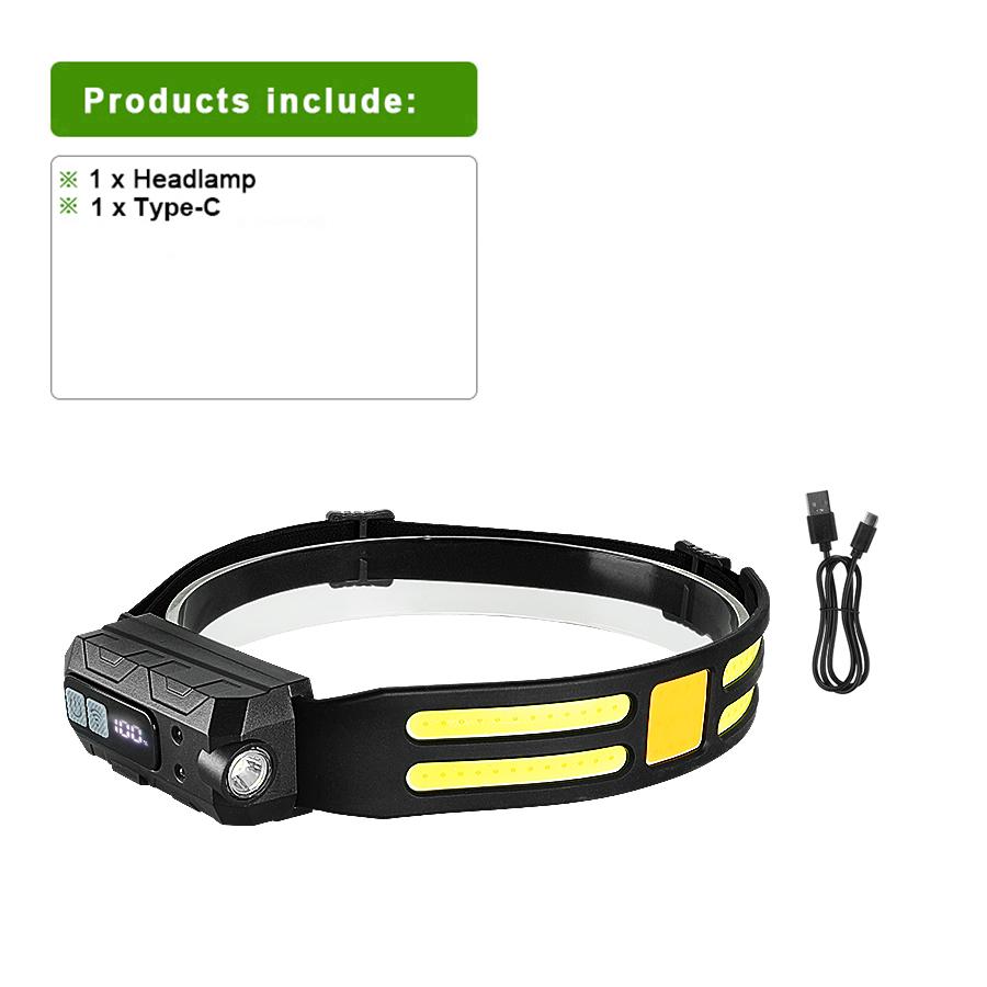 COB LED Induction Headlamp USB Rechargeable Motion Sensor Headlight 1 Light Modes Waterproof Head Torch Camping Fishing Work