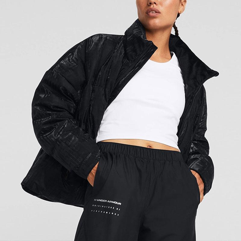 Under Armour ColdGear Velvet Finish Training Sports Stand Collar Down Jacket Women Jackets Black 1378859-001