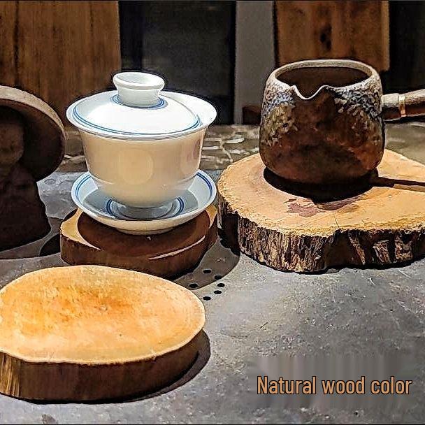 Solid Wood Tea Tray and Coaster - Heat-Insulating Natural Wood Teapot Holder and Stove Pad