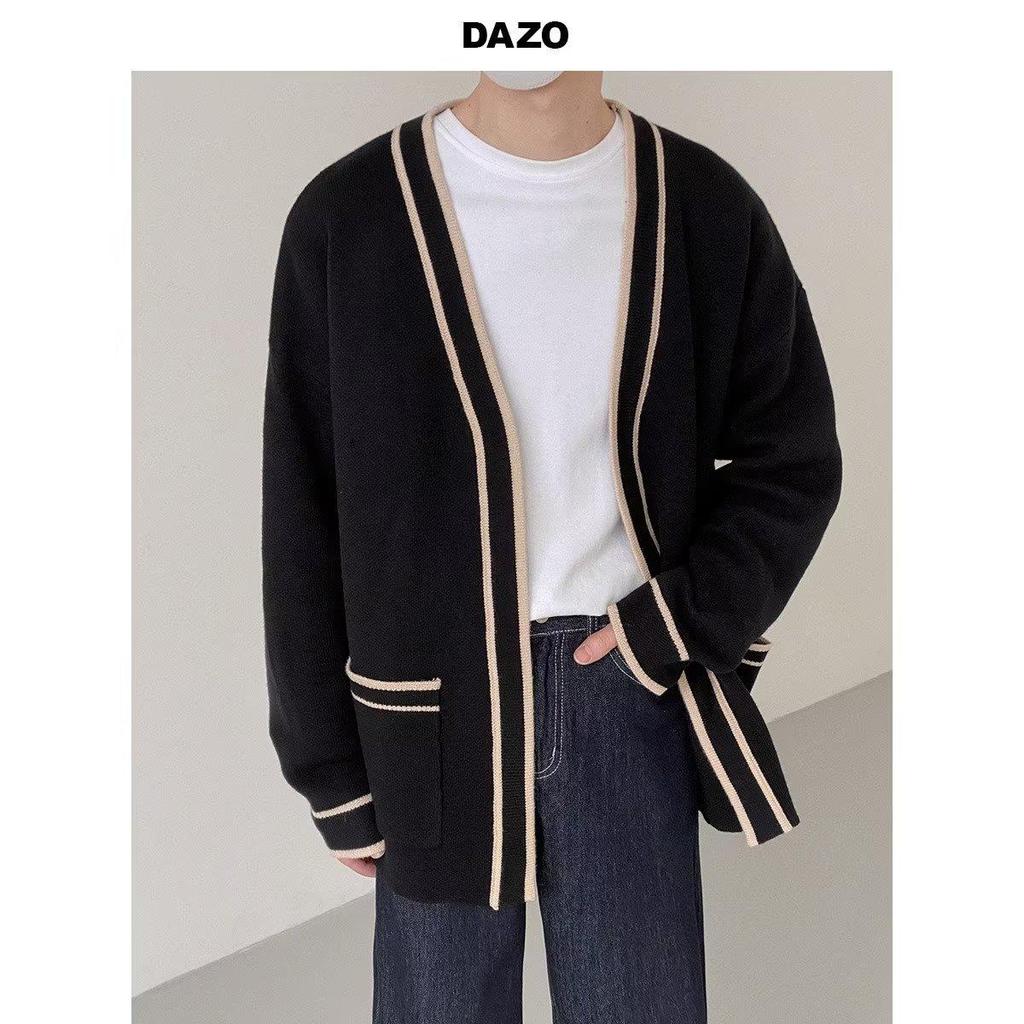 Men's V-Neck Cardigan Sweater: Casual Korean Style, Loose Fit for Spring and Autumn