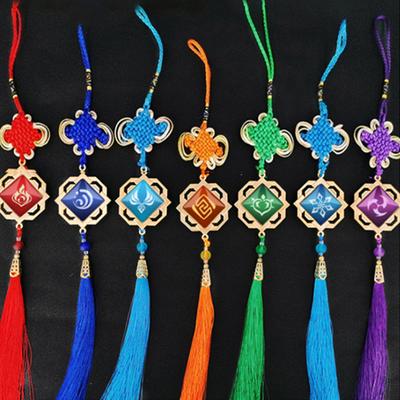Genshin Impact Nappe Portachiavi Gioielli Portachiavi Cosplay 7 Elementi Armi Occhio luminoso di Dio Portachiavi Regalo