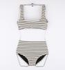 2023 Black & White Striped High Waist Backless Korean Bikini Two-Piece Swimsuit for Women