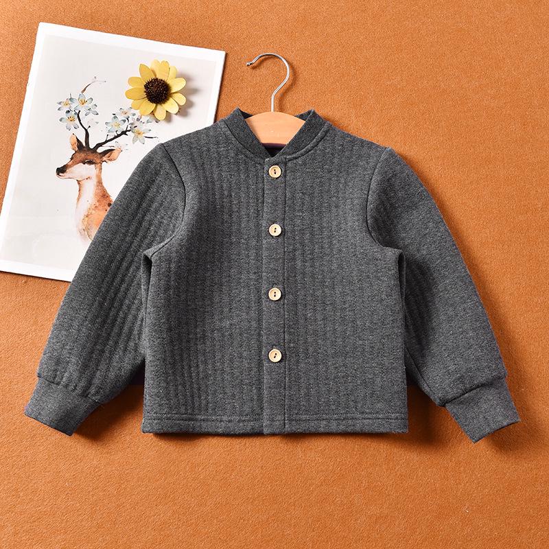 Baby Quilted Long-Sleeve Top: Unisex Three-Layer Autumn/Winter Underwear Pajamas