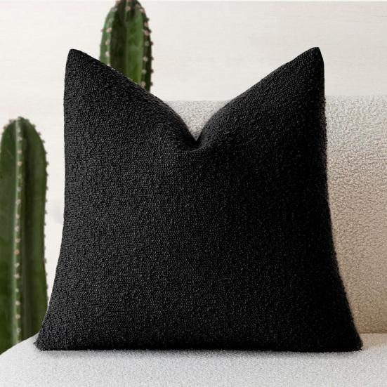 Textured Cushion Cover Boucle Cover, Cozy Throw Pillow Case, Decorative Solid Color for Sofa Couch Living Room Bedroom, 18 x Inch Cases