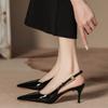 2026New Women's High Heels Metal Thin Heel Pointed Toe Sandals Sexy Patent Leather Slingback Sandals High Heel Dress Pumps Shoes