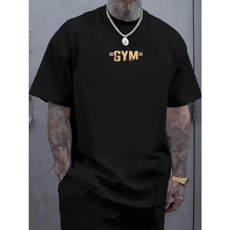 T-shirt da uomo alla moda estiva, scollo rotondo, con motivo classico per sollevamento pesi e bodybuilding, taglia europea, peso classico, per uscite all'aperto, top casual ampio a maniche corte