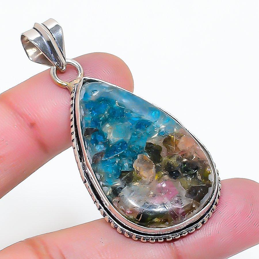 Natural Tourmaline Gemstone Handmade 925 Sterling Silver Pendant 2.05  AP-15474