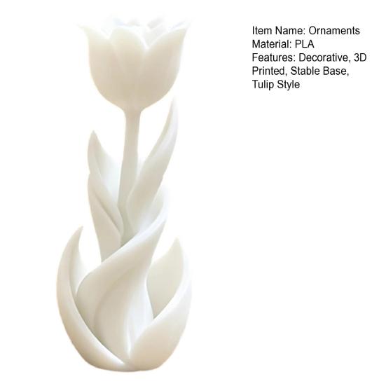 3D Printed Tulips Figurines Flowers Decor Single Tulip Bouquet Ornaments Mother's Day Tulip Gifts for Women On Anniversary Wedding Christmas