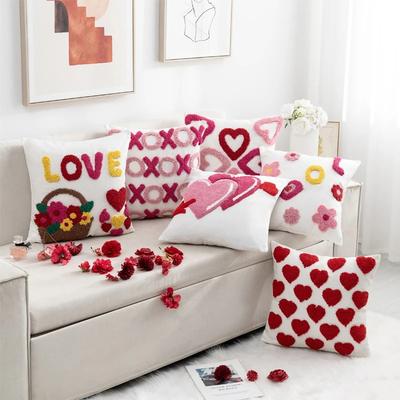 1PC Valentine's Day Tufted Heart-Shaped Pillowcase Cojines Towel Embroidery Sofa Throw Cushion Cover Headboard Pillowcases