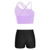 Kids Girls 2 Piece Dance Outfits Crop Top with Shorts Active Set Gymnastics Dancewear Swimwear