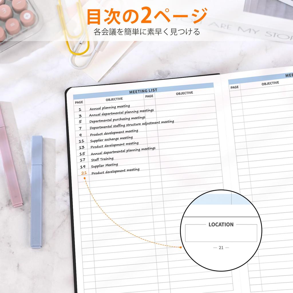 WEMATE Meeting Meeting Business 200 Arbeitsbesprechung Arbeit Schwarz Notizen, Protokoll, Hardcover, Notizblock, B5, Seiten, Notizen, Notizen, Tagebuch, Effizienz,