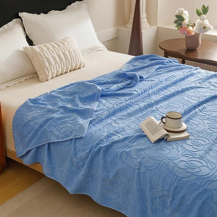 New Cotton Vintage Towel Quilt Office Nap Casual Blanket Multi-functional Solid Color Blanket