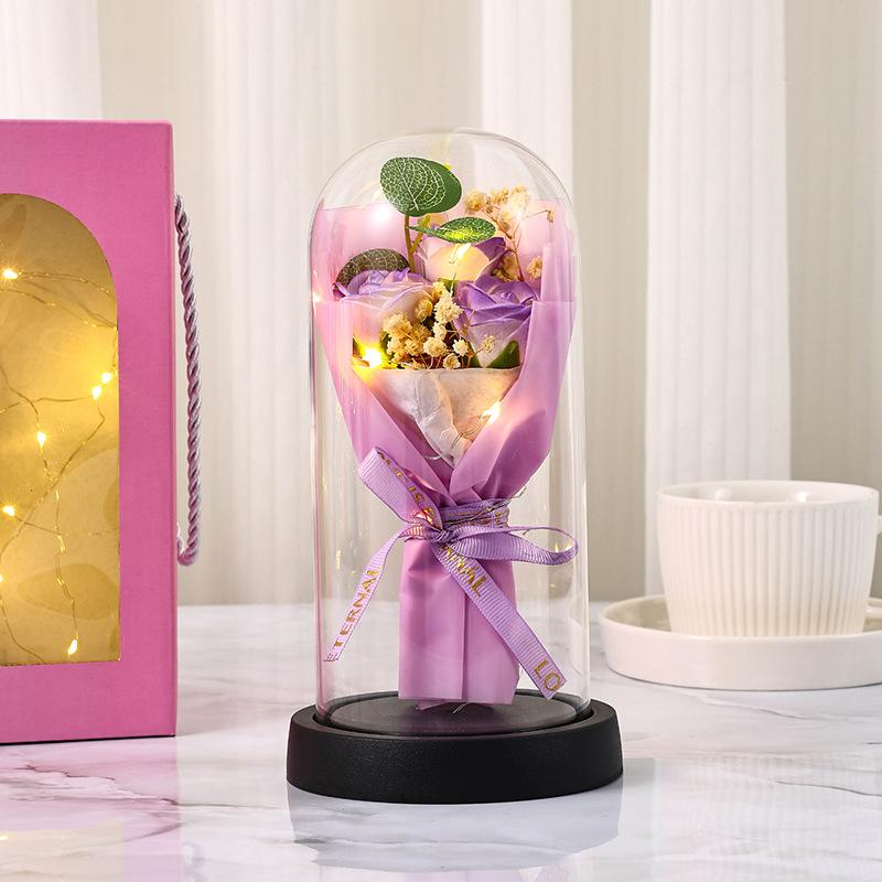 Eternal Rose Acrylic Cover Ornament Gift Box 110 Mother's Day Gift Soap Flower Creative Dried Flower