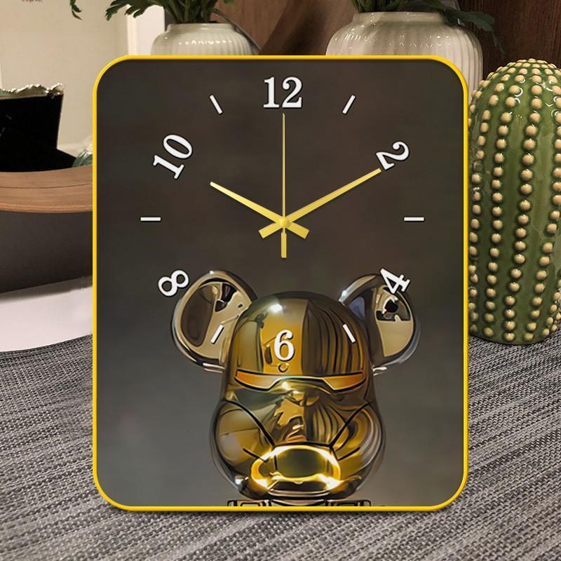 Modern Minimalist Table Clock Bedroom Desk Decor Silent Sweep Movement Wooden Frame Dual-Sided Analog Timepiece