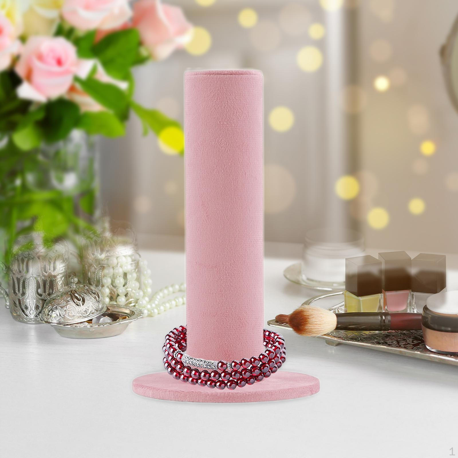 

Держатель для украшений Органайзер для резинок для волос Настольная модная витрина Ручная работа Столешница темно-розовый