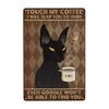 Mfoever Retro Cat Coffee Metal Sign Vintage A Coffee A Day Keeps The Grumpy Away for Home Coffee Shop Bar Wall Decor X Inch