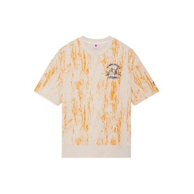 Music Festival Loose Round Neck Short Sleeve T-Shirt Men Tops Ice-Orange AAES007-2