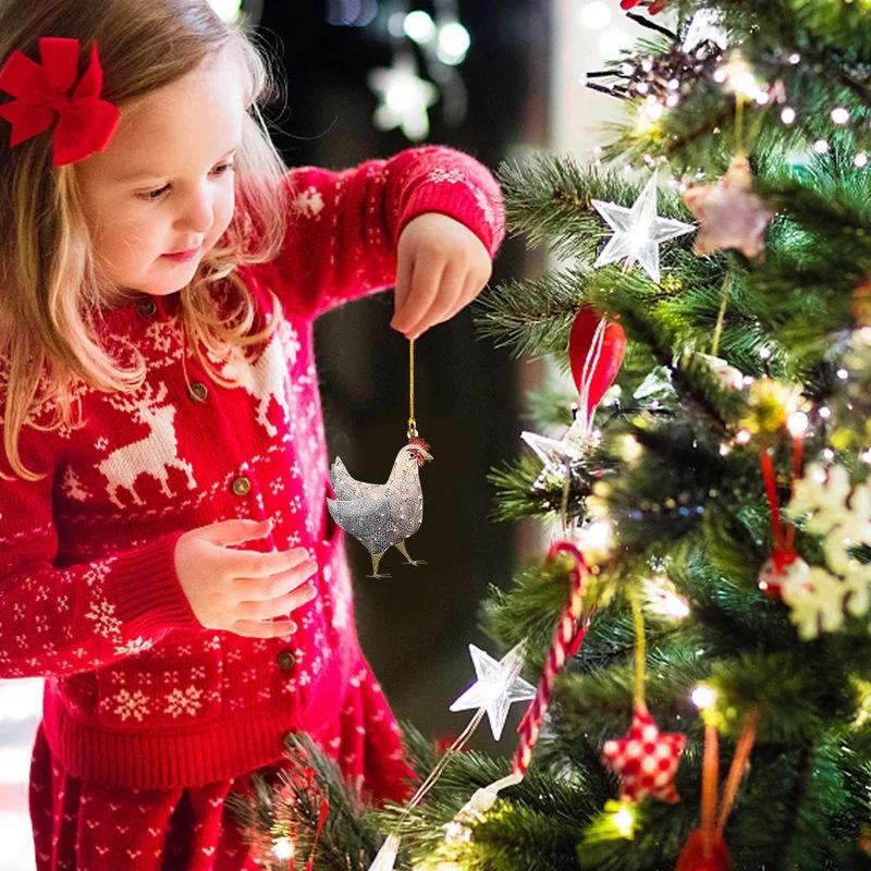 LED Restehähnchen Schild Hängeanhänger Kugel Innen Außen Neujahr Weihnachtsbaumschmuck Weihnachtszubehör