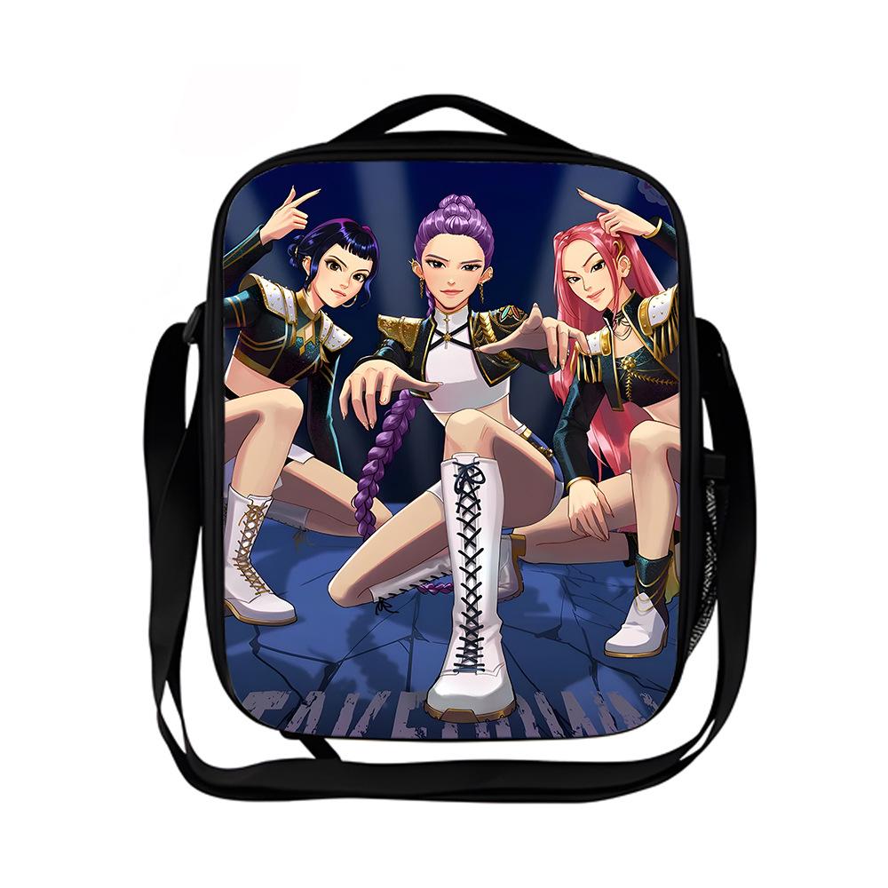 Borsa termica per il pranzo del gruppo di caccia alle streghe Kpop borsa a tracolla per ragazzo scuola elementare borsa a tracolla con cartoni animati borsa da picnic portatile KTB