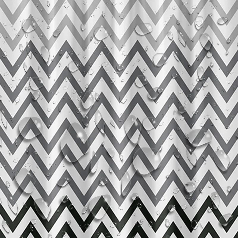 Shower Curtains Black And White Wave Line Bathroom Curtain Waterproof Peva Fabric Bath Dry And Wet Separation With Hooks 180Cm