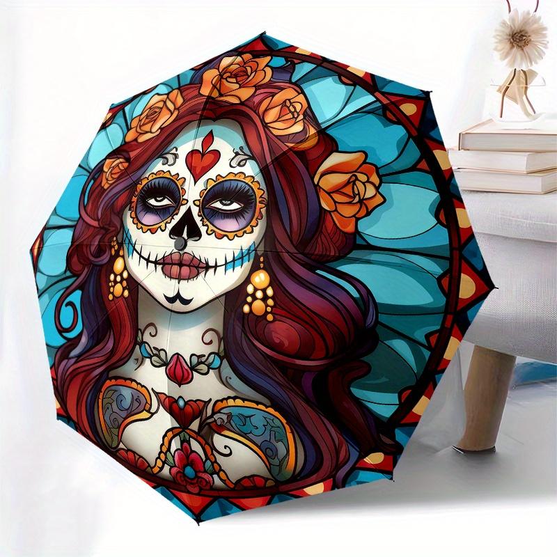 Day of the Dead Sugar Skull Stained Glass Wall Art Decor Umbrella, Christmas Gift Y155