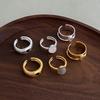 Ins Minimalist Style Combination Ring Plain Ring Jade Love Diamond Gold and Silver Versatile Commuter Stacked Open Ring