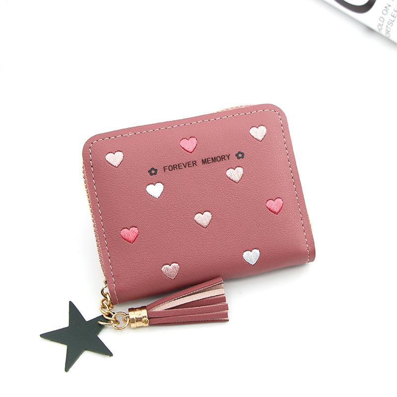 Ladies' Fashion Tassel Zipper Short Wallet & Card Holder with Multi-Card Slots and Coin Purse