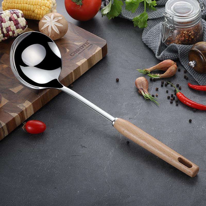 Wooden Handle Stainless Steel Kitchenware Cooking Spoons Spatulas Kitchenware Set Kitchen Cooking Spatula