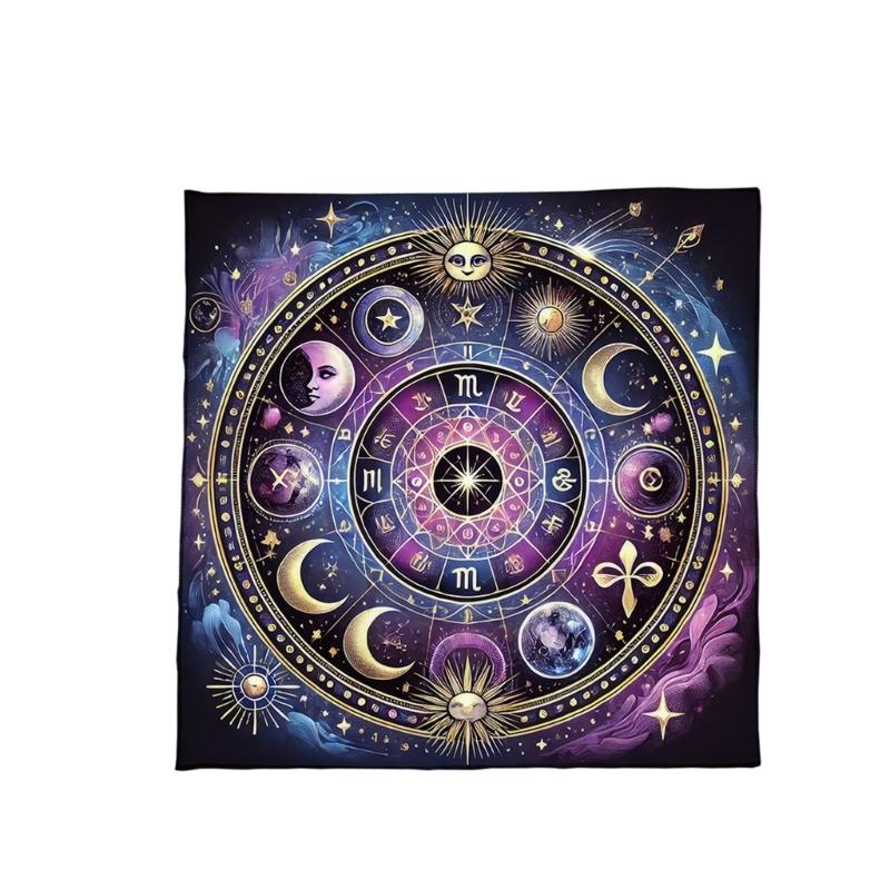 Sun Moon Pattern Astrology Tablecloth Altars Cloth Square Divinations Card Table Cloth Witchcrafts Deck Cloth