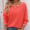 Solid Color Casual Loose T-shirts For Woman Autumn Vintage Women's Oversized T-shirt Long Sleeve Tees Fashion Female Tops