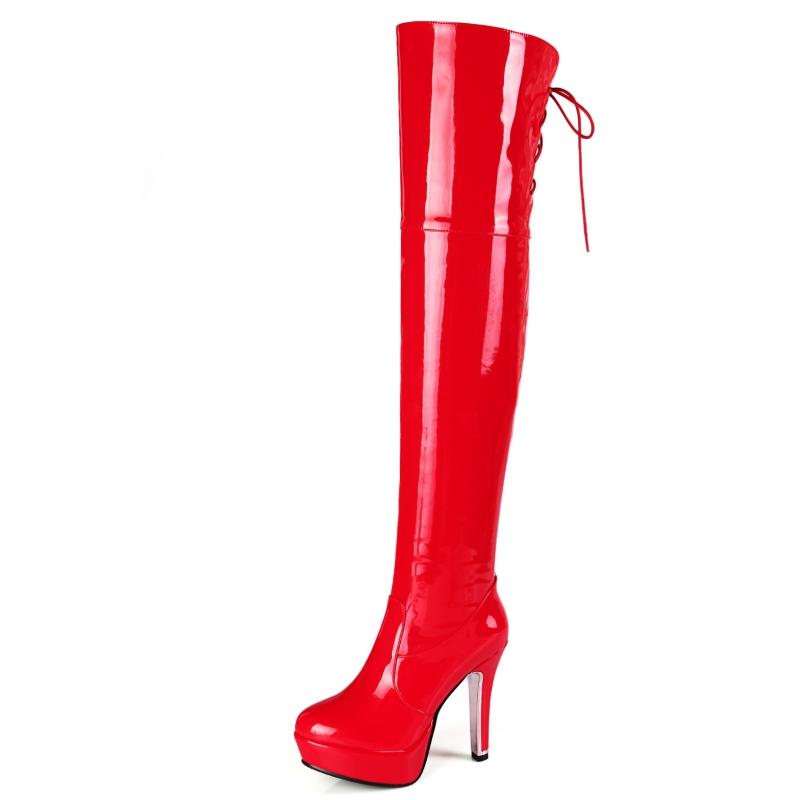 Fashion High Boots For Women Shoes Sexy Red Black Heels Winter Women's Over-the-knee Boots Platform Long Party Fetish Shoes Lady