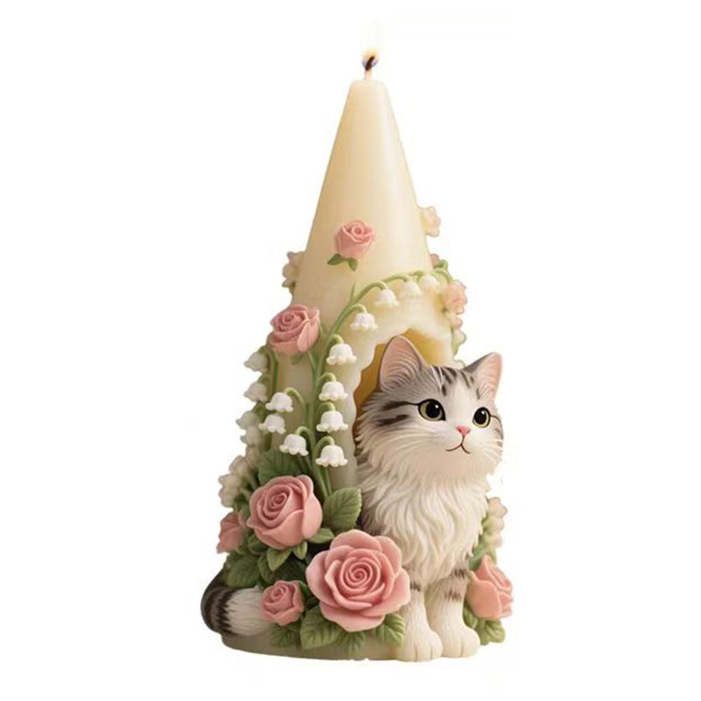 Scented Candle Mold Silicone Cat-Shaped Mold Resin Casting Kit Realistic Silicone Mold For Craft Workshops Candle Making Home