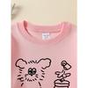 European Sizes Girls' Crew Neck Sweatshirt Cute Rabbit Pancakes And Book Print, Soft Cozy Pullover, Warm Casual for Autumn & Winter.