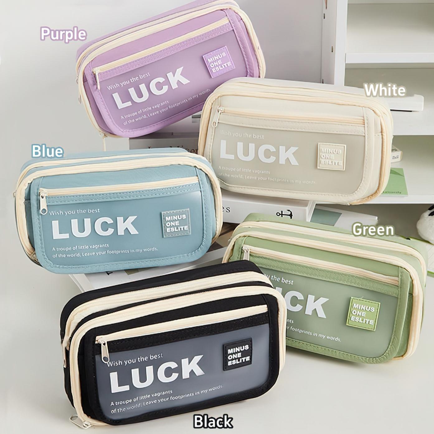 Luck Wish Pencil Bag Pen Case Flip Cover Матовый передний карман для хранения — фото 3