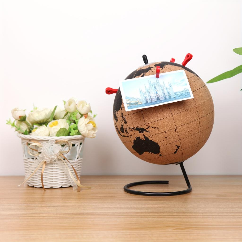 Cork Globe Holder DIY Creative Office Desktop Decor Globe Ornament Unique Message Board Softwood Earth Travel Commemoration Gift