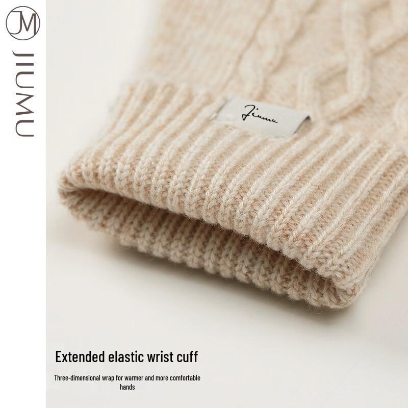 JIUMU Women's Pure Wool Knitted Gloves