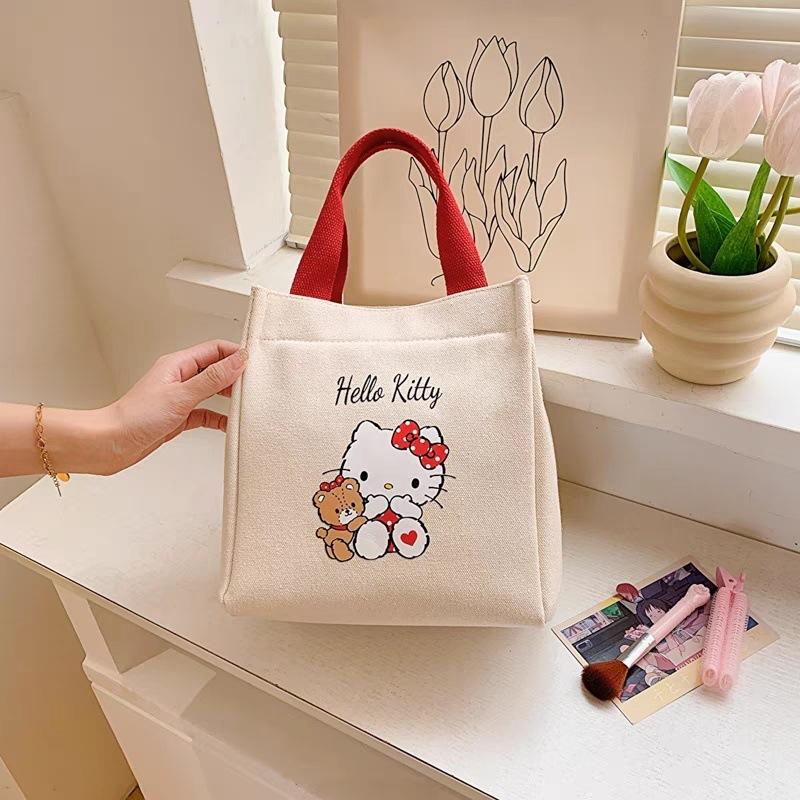 2025 New Cute Canvas Small Cloth Bag Office Worker Women Handbag Go Out Handbag Lunch Box Bag Cosmetic Bag