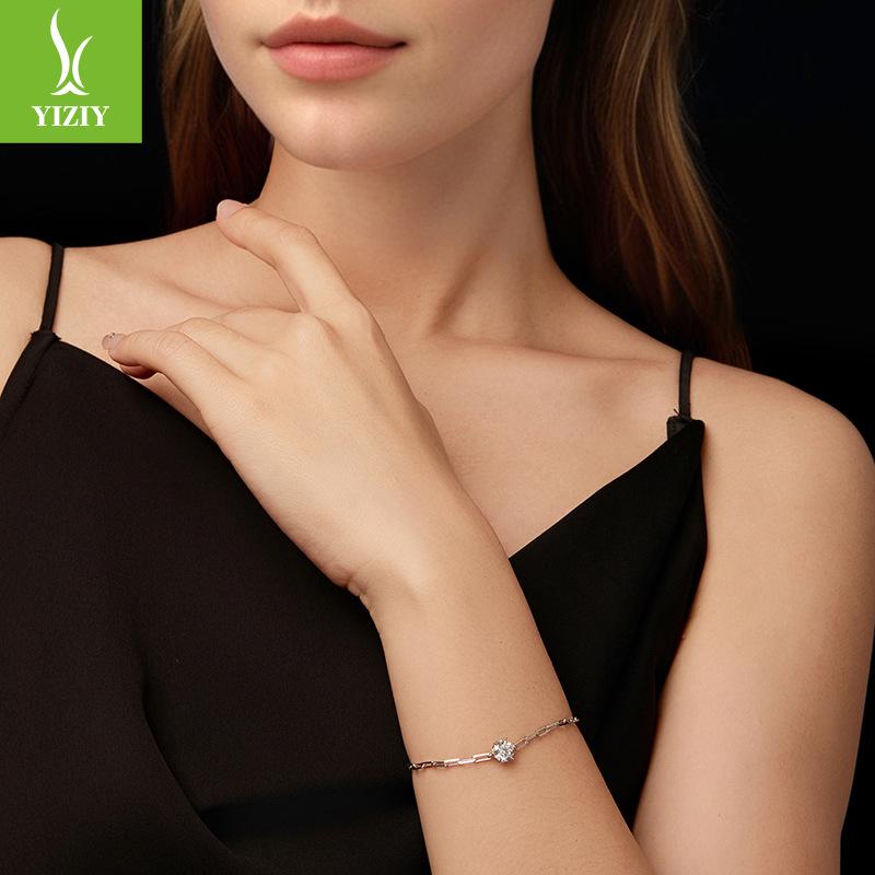 D Color One Carat Shining Moissanite Bracelet Women'S Simple Classic Premium S925 Sterling Silver Bracelet