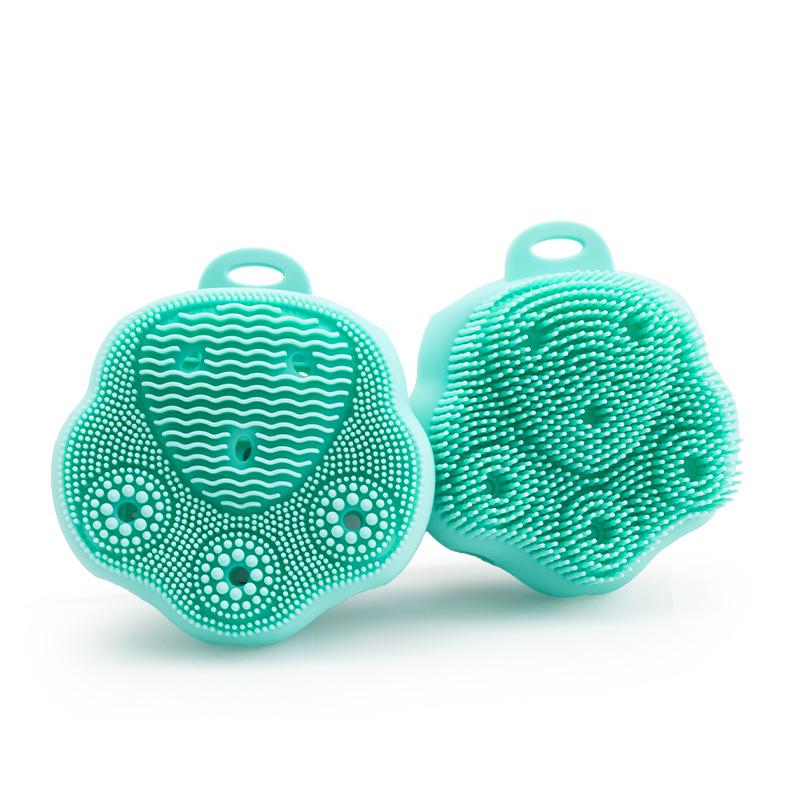 

Silicone Cat Paw Bath Brush: Non-slip Handheld Design for Easy Bathroom Cleaning. зелёный