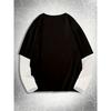 J1417 Yin-Yang Fish Print 2-in-1 Look Long Sleeve T-Shirt Men's High Street Comfort Streetwear Fashion Top