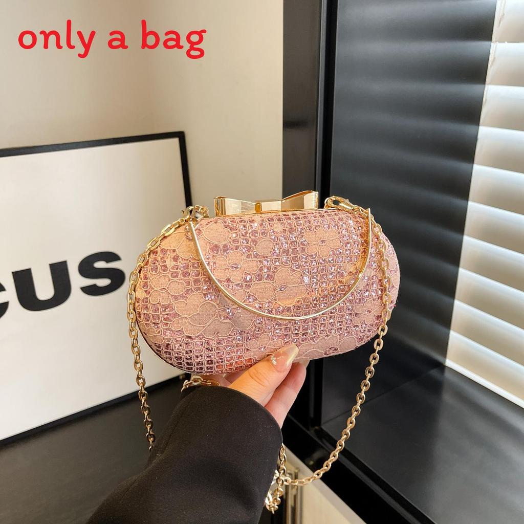 Borsa a Pochette da Sera in PU con Catena Metallizzata e Chiusura a Serratura per Uso Quotidiano