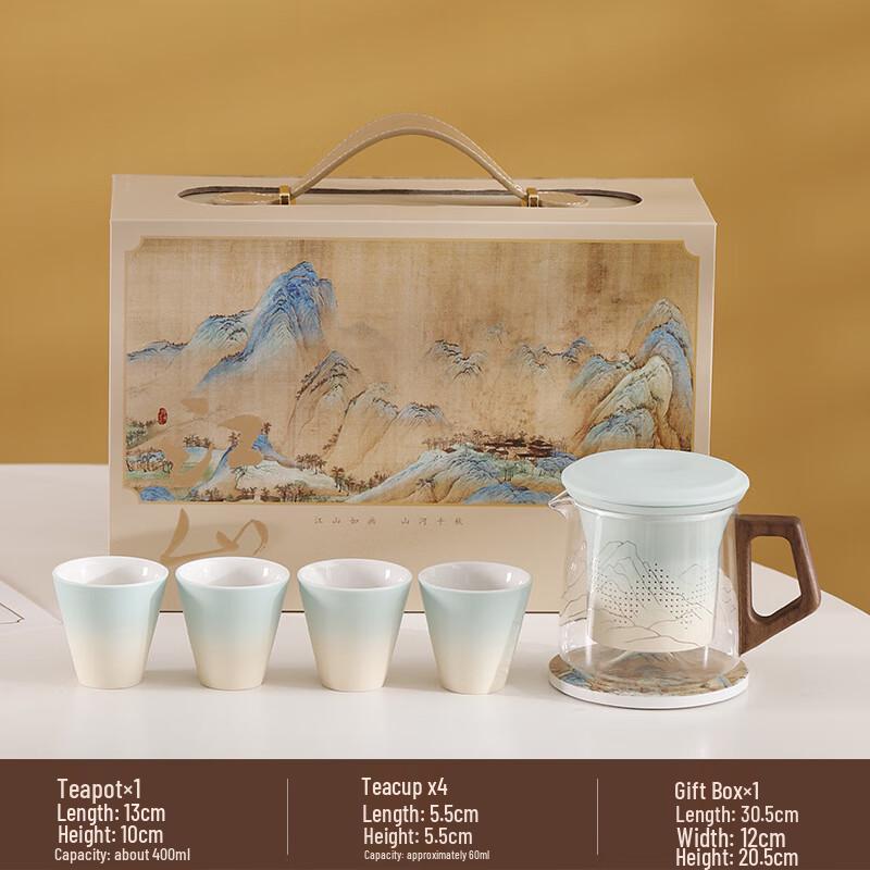 Thousand Miles Rivers & Mountains Portable Ceramic Tea Set