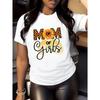 European Size Women'S Mom of S Graphic T-Shirt - White Short Sleeve Crew Neck Casual Tee with Leopard Print Lettering & Cursive Font
