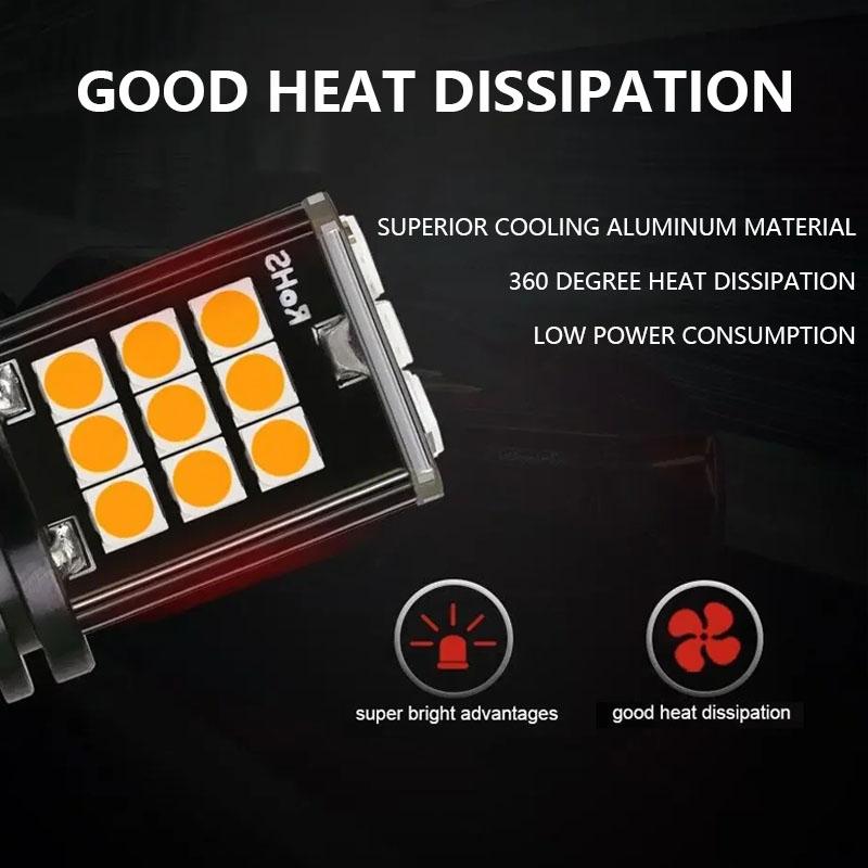 2PCS Signal Lamp Amber T20 7440 LED Brake Light Reverse Light Bulb Fit for Universal Car W21W WY21W Turn Light 12V Super Bright