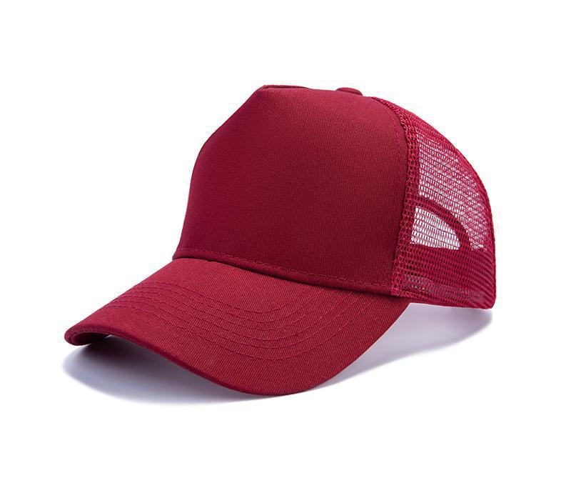 Embroidered Cotton Mesh Baseball Cap, Custom Logo, Solid Color 5-Panel Duckbill Hat for Spring/Summer