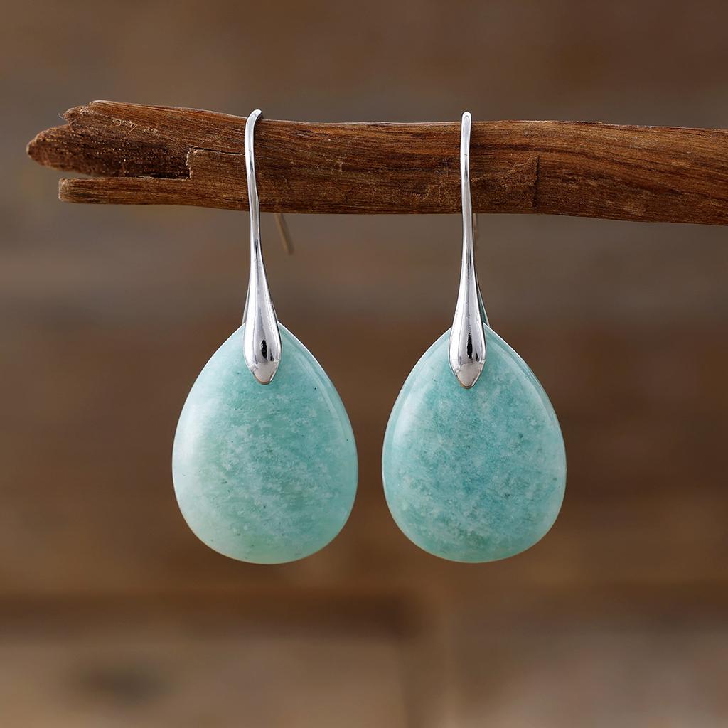 Boucles d'oreilles pendantes en cristal de poudre de pierre naturelle simples et de haute qualité boucles d'oreilles bijoux populaires