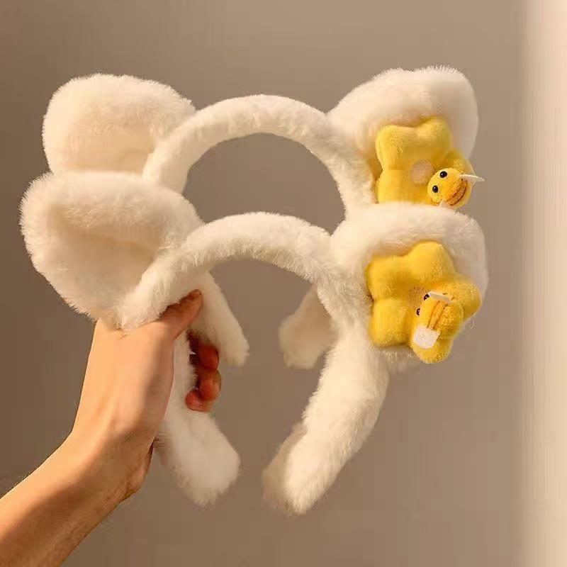 Cute Cartoon Cat Ears Plush Headband for Women - Perfect for Face Washing & Hair Styling In Autumn/Winter