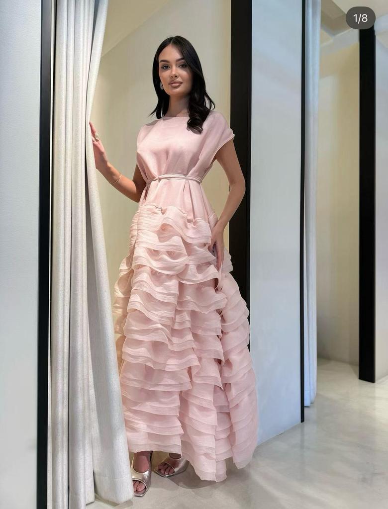 Elegant French Ruffle Waist-Cinching Patchwork Pleated Cake Skirt with Lace-Up Detail