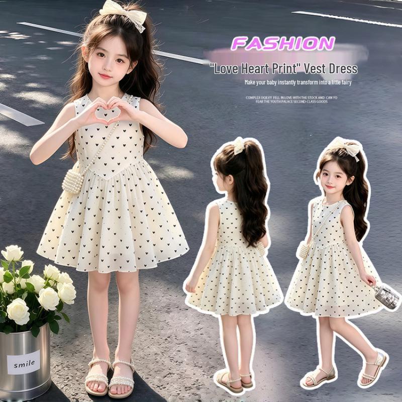 Girls' 2026 Polka Dot Sleeveless Summer Dress - Fashionable, Super Beautiful Children's Skirt