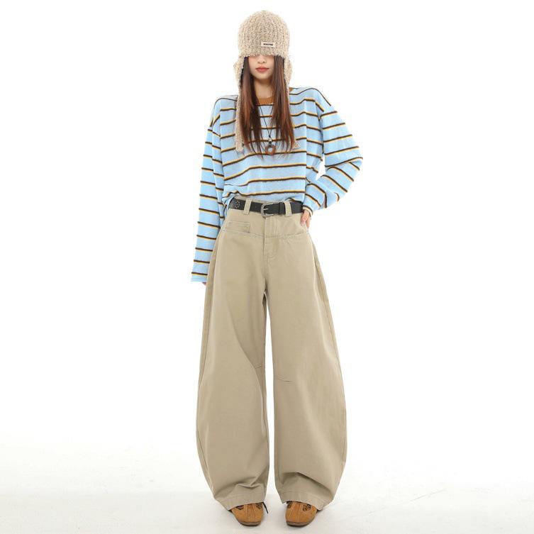 

New Autumn Women s High Street Wide-Leg Jeans: Trendy, Loose, Floor-Length Pants Extra Small